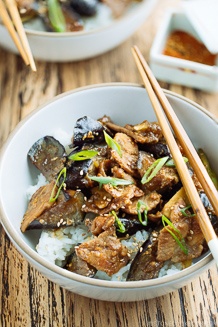 Miso Pork and Eggplant Stir Fry over steam rice.