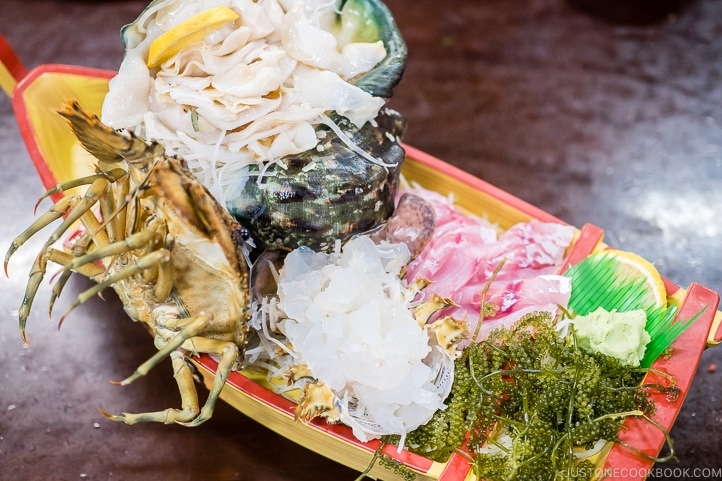 sashimi platter at First Makishi Public Market - Okinawa Travel Guide | justonecookbook.com