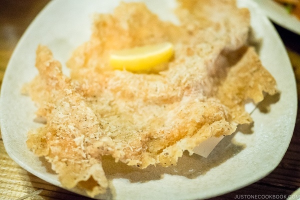 chicken cracker 鶏せんべぇ - Yoshizaki Cafeteria 吉崎食堂 Okinawa Travel Guide | justonecookbook.com