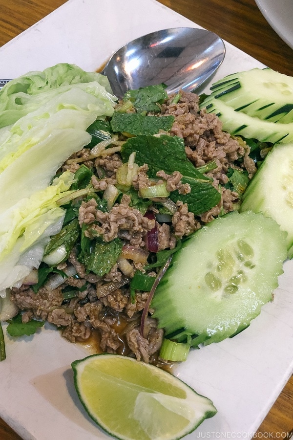 Larb at Champa Garden Restaurant - Redding California Travel Guide | justonecookbook.com