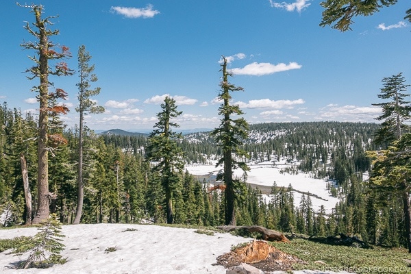 snow capped mountain - Lassen Volcanic National Park Travel Guide | justonecookbook.com