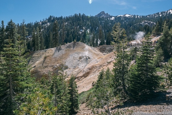 fumarole near Sulphur Work mud pots - Lassen Volcanic National Park Travel Guide | justonecookbook.com