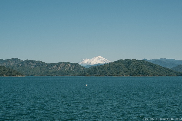 view of Mt Shasta from Shasta Dam - Redding California Travel Guide | justonecookbook.com