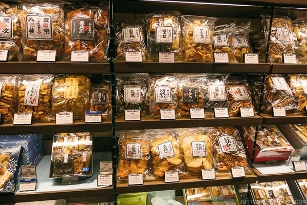 Japanese crackers at Shinjuku Isetan Food Floor - Shinjuku Travel Guide | justonecookbook.com