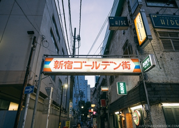 sign for Shinjuku Golden Gai - Shinjuku Travel Guide | justonecookbook.com