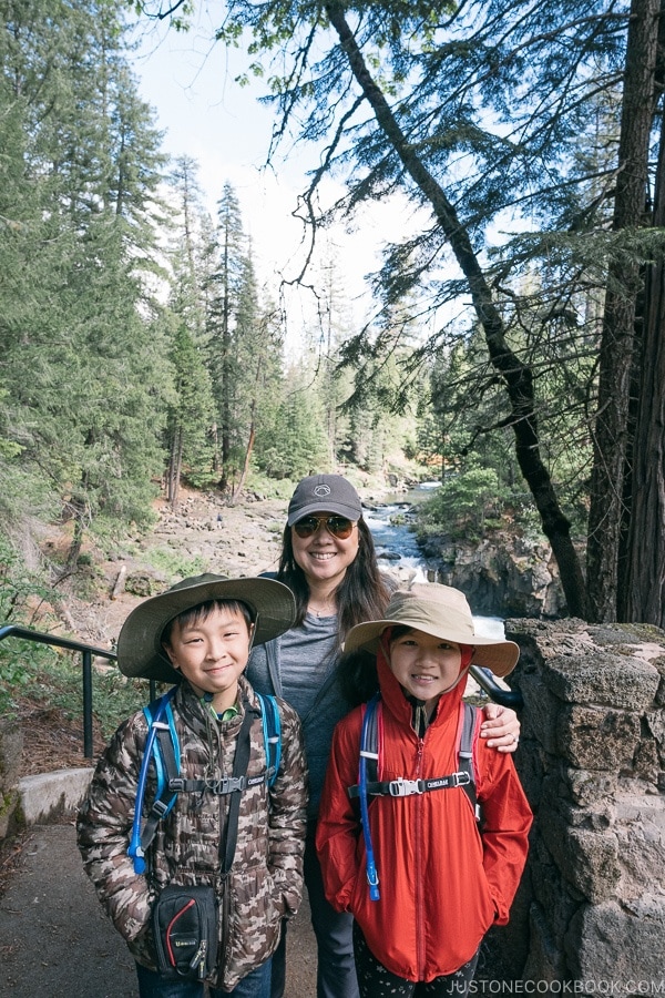 Just One Cookbook family at Lower Falls McCloud River - Mount Shasta Travel Guide | justonecookbook.com