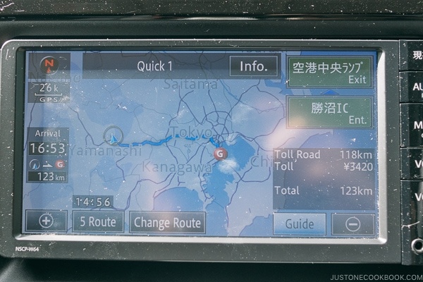 route information car navigation screen - Guide to Driving in Japan | www.justonecookbook.com