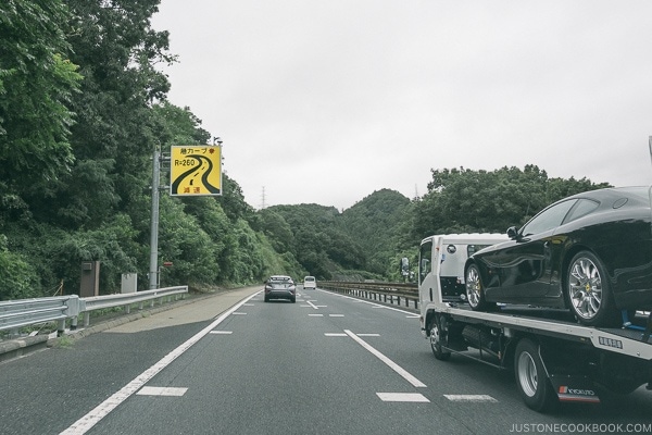 sharp curve warning freeway sign - Guide to Driving in Japan | www.justonecookbook.com