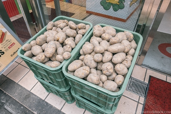 potatoes in front of Calbee+ - Harajuku Travel Guide | www.justonecookbook.com