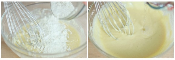 all-purpose flour added into a bowl of mixture