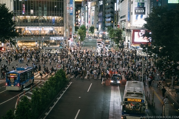 Shibuya crossing at night - Tokyo Shibuya Travel Guide | www.justonecookbook.com