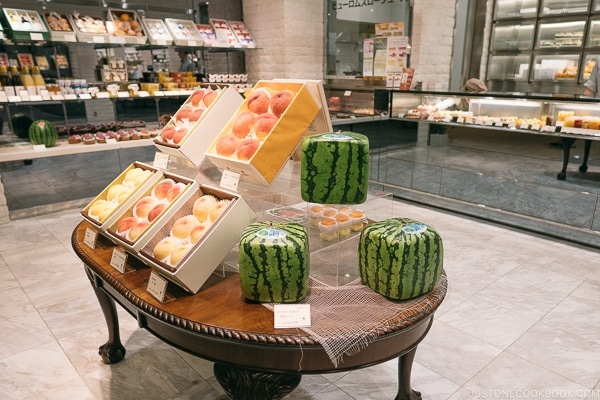 square watermelon fruit shop inside Tokyo Midtown - Tokyo Roppongi Travel Guide | www.justonecookbook.com