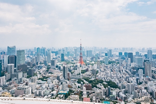 view of Tokyo Tower and surrounding area from Skydeck at Roppongi Hills Mori Tower - Tokyo Roppongi Travel Guide | www.justonecookbook.com