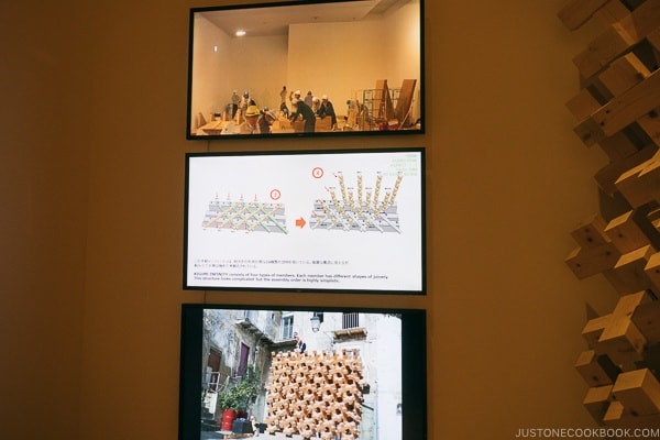 TV monitor explaining KIGUMI INFINITY at Mori Art Museum Roppongi Hills Mori Tower - Tokyo Roppongi Travel Guide | www.justonecookbook.com