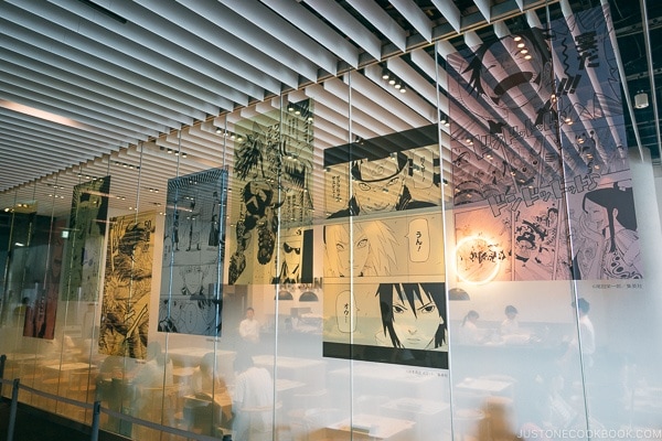 Jump comic images on glass at Mori Art Museum Roppongi Hills Mori Tower - Tokyo Roppongi Travel Guide | www.justonecookbook.com
