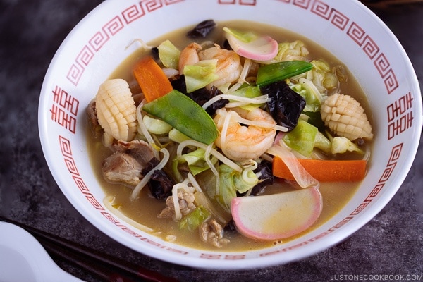 Nagasaki Champon served in a ramen bowl.