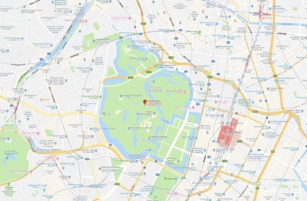 Google Maps Imperial Castle Tokyo zoomed out