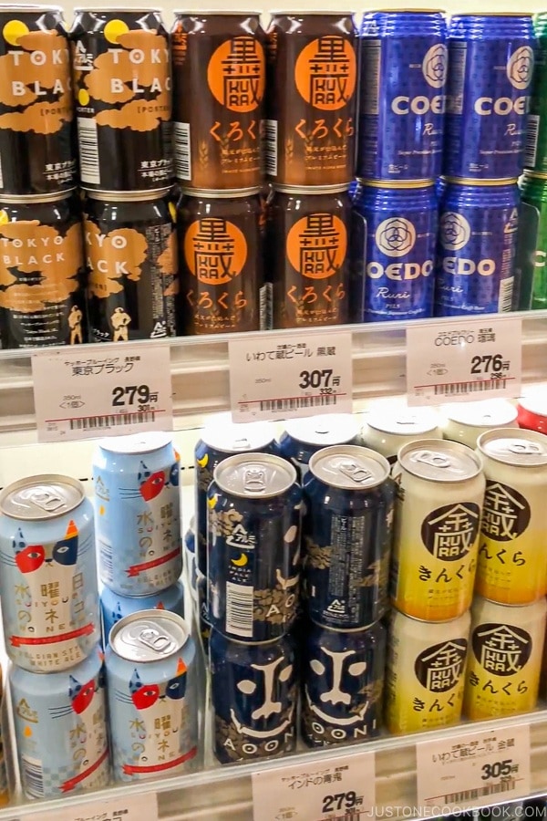 Japanese beer in Japanese Supermarket - Guide for Japanese Beer | www.justonecookbook.com