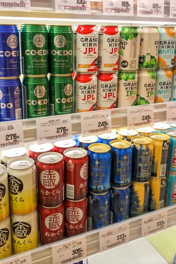 Japanese beer in Japanese Supermarket - Guide for Japanese Beer | www.justonecookbook.com