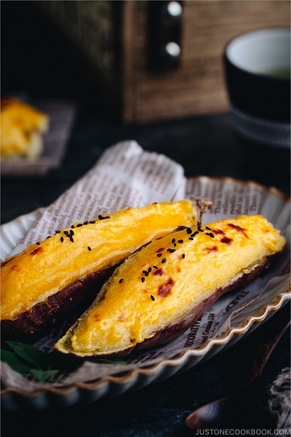 Creamy and silky Japanese sweet potato puree encased in the sweet potato shell baked to perfection.