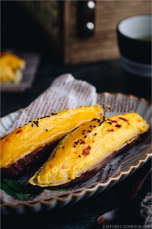 Creamy and silky Japanese sweet potato puree encased in the sweet potato shell baked to perfection.