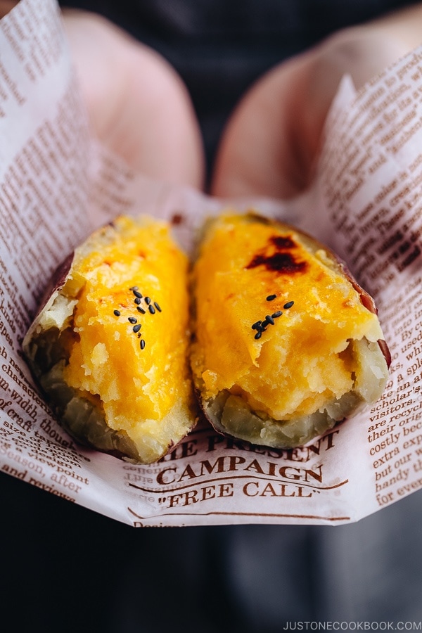 Creamy and silky Japanese sweet potato puree encased in the sweet potato shell baked to perfection.