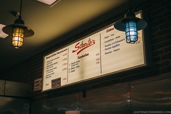 sign inside Schwartz's Deli - Montreal Travel Guide | www.justonecookbook.com