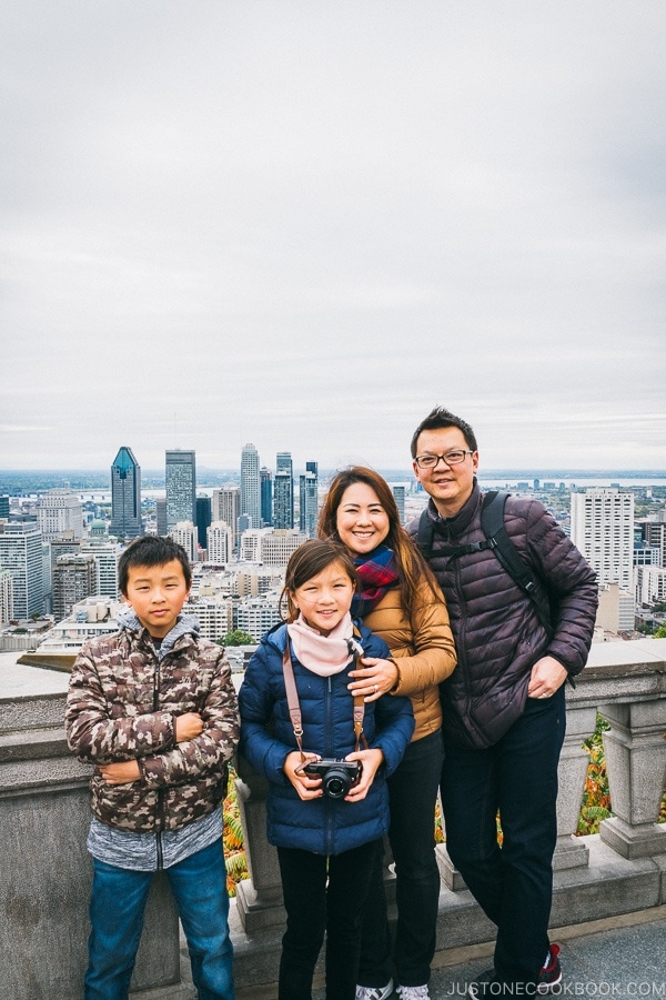 Just One Cookbook family at the plaza outisde Mount Royal Chalet - Montreal Travel Guide | www.justonecookbook.com