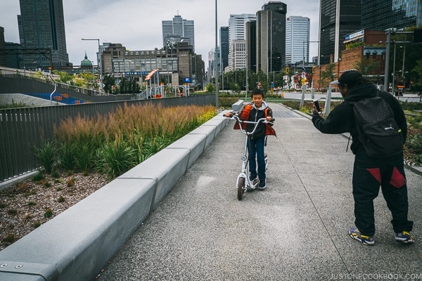 Just One Cookbook child on electric scooter - Montreal Travel Guide | www.justonecookbook.com