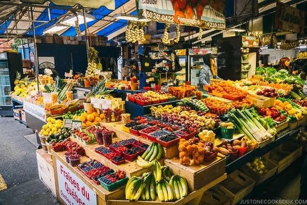 produce stand at Atwater Market - Montreal Travel Guide | www.justonecookbook.com