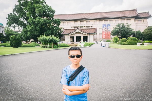 Just One Cookbook child in front of Tokyo National Museum - Tokyo National Museum Guide | www.justonecookbook.com