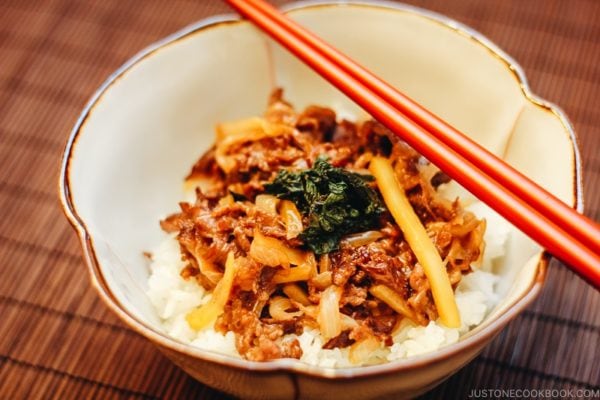 Beef Donburi with Shiso Garlic Soy Sauce | www.justonecookbook.com