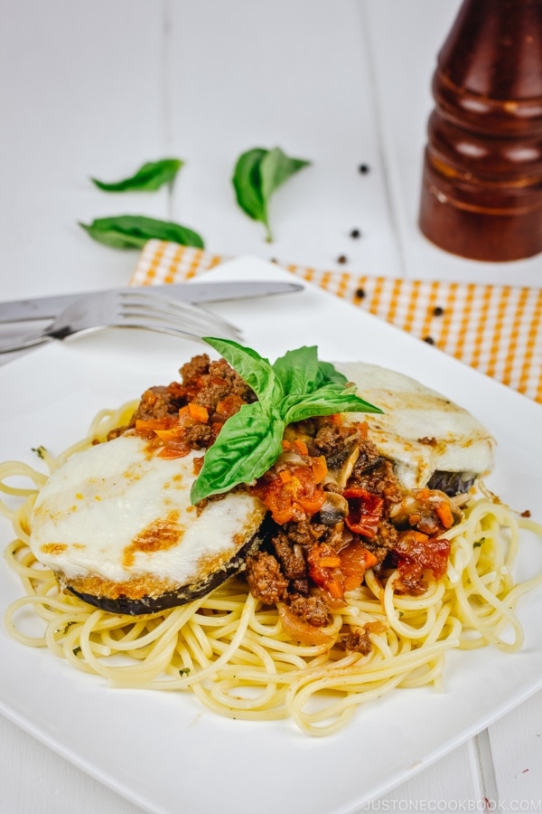Eggplant Parmesan Spaghetti Recipe • Just One Cookbook