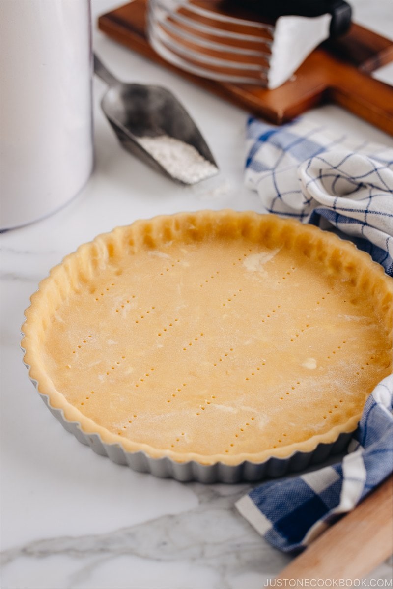 Sweet tart crust getting ready for a blind bake.