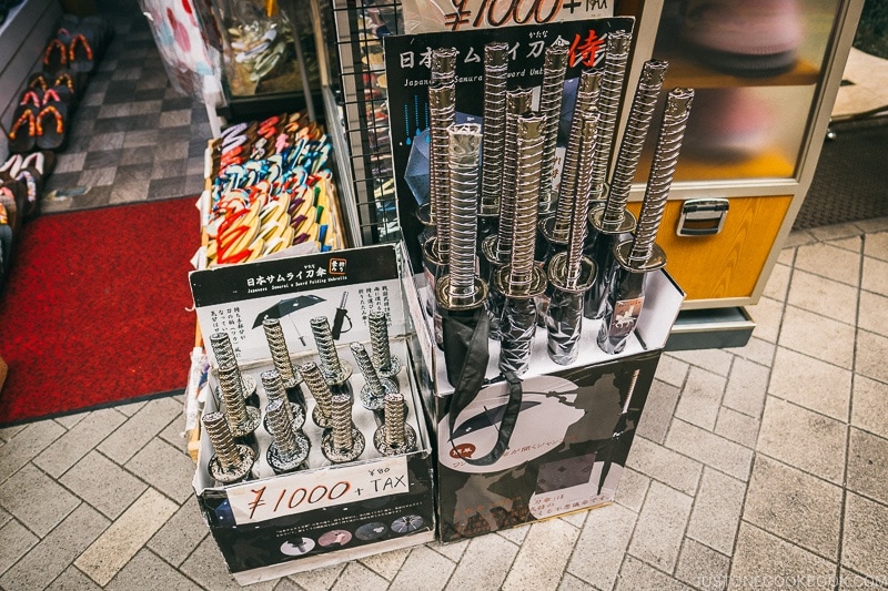 samurai sword shaped umbrella - Tokyo Asakusa Travel Guide | www.justonecookbook.com