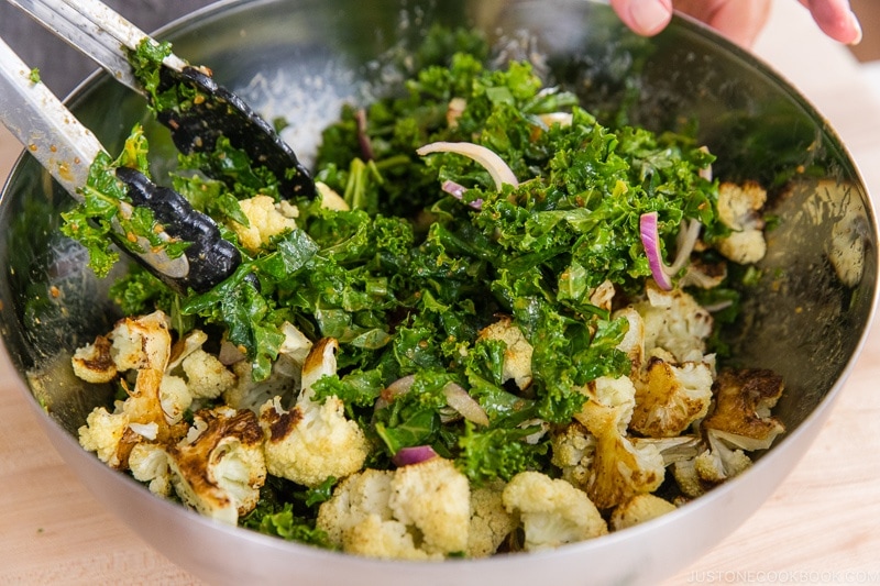 roasted cauliflower kale salad with miso tahini dressing 13