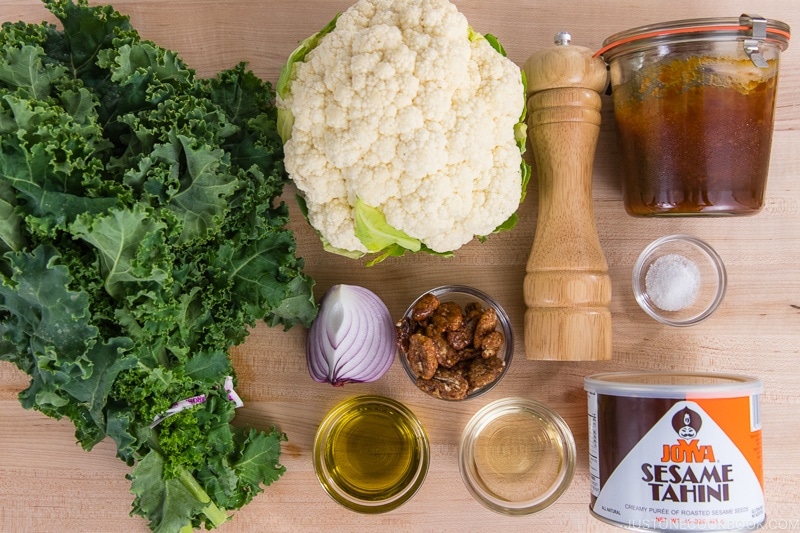 roasted cauliflower kale salad with miso tahini dressing ingredients