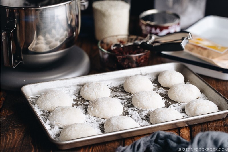 Fresh homemade mochi made with a stand mixer.