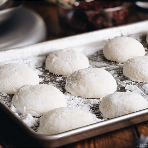 Fresh homemade mochi made with a stand mixer.