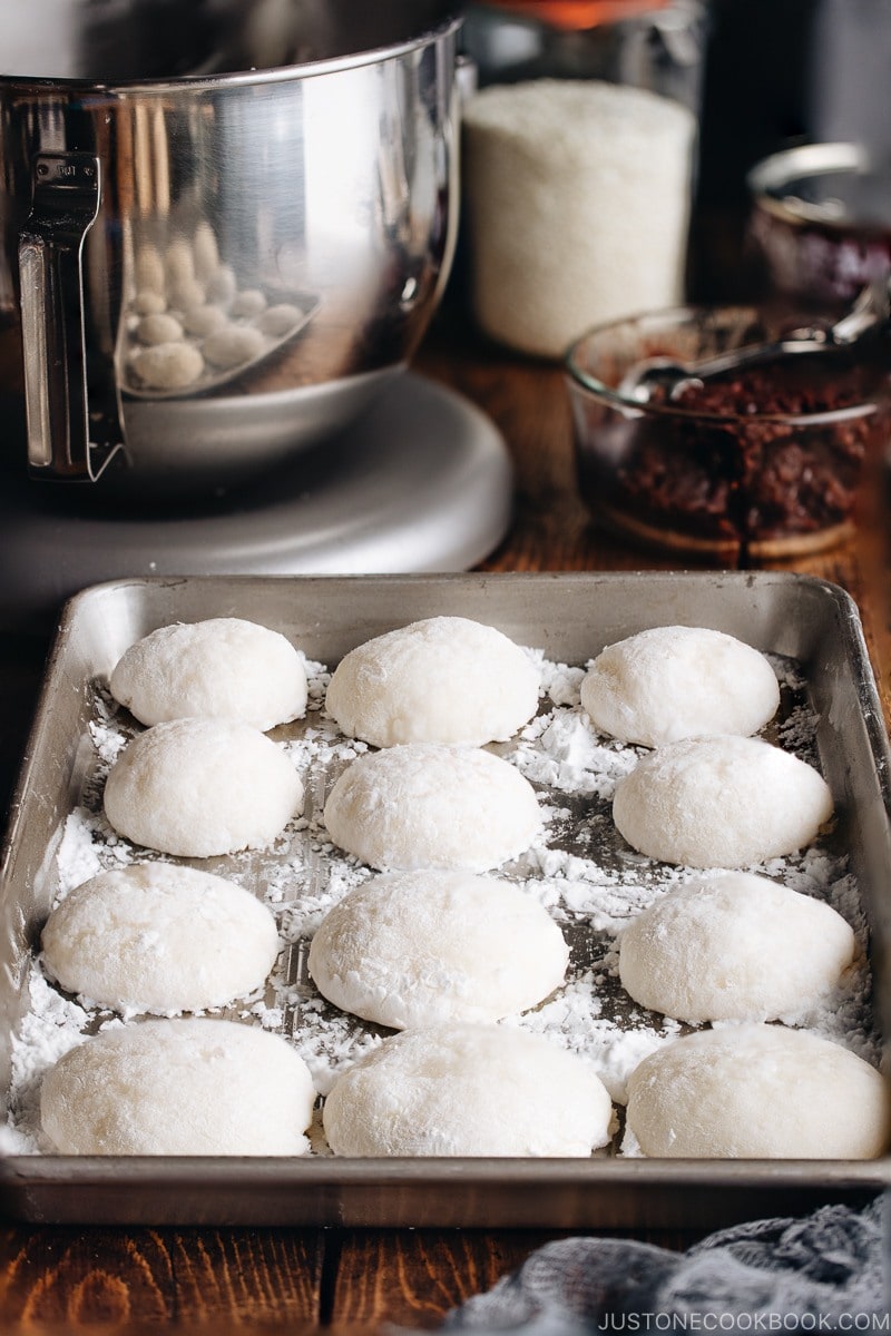 Fresh homemade mochi made with a stand mixer.