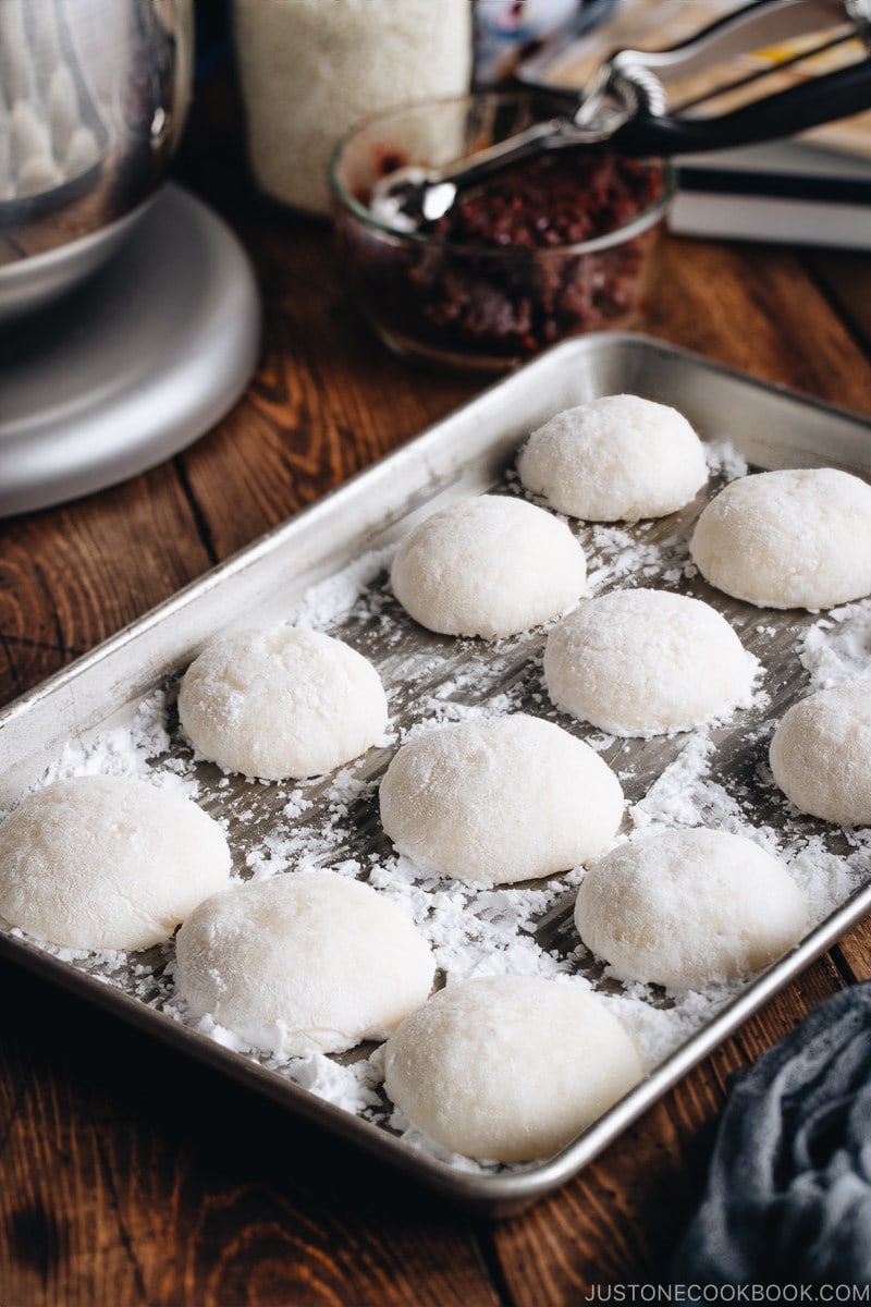 Fresh homemade mochi made with a stand mixer.