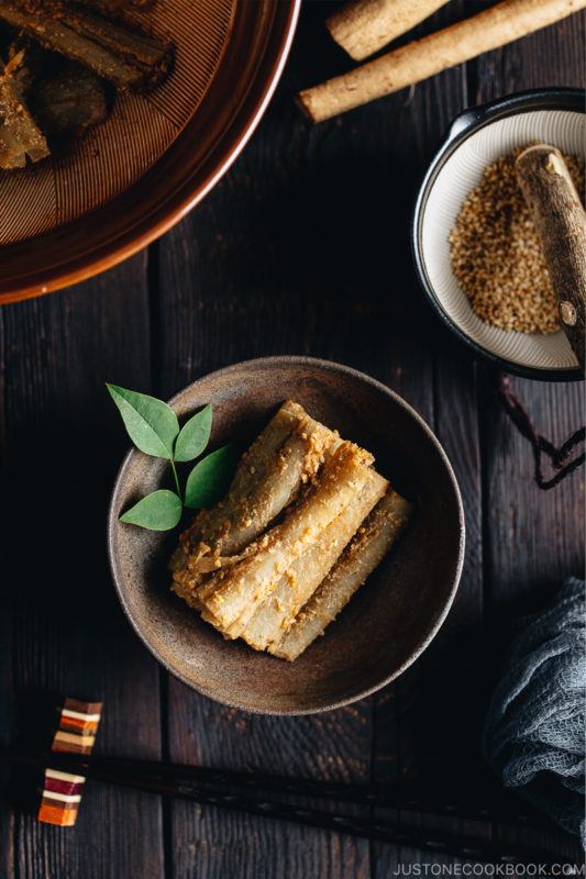 Pounded Burdock Root with Sesame Sauce (Tataki Gobo) たたきごぼう • Just One