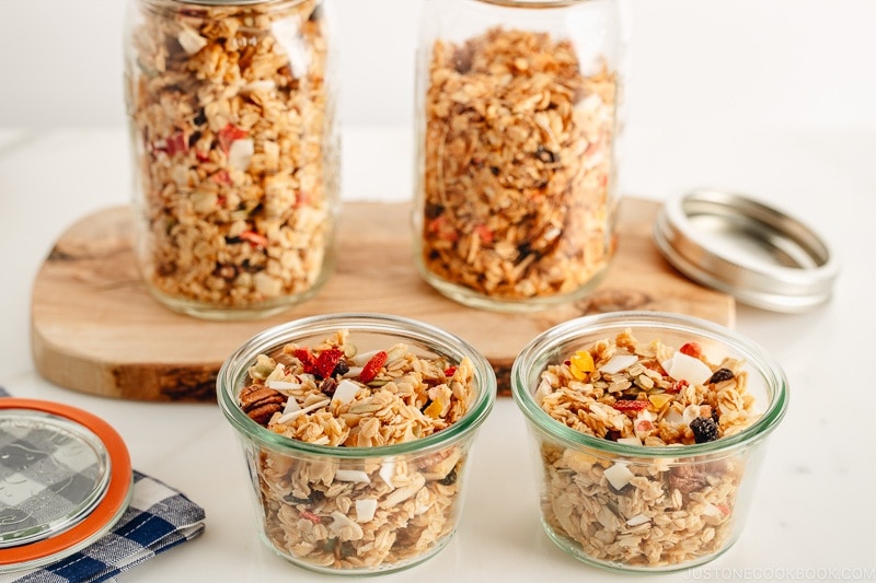 Homemade granola in Weck jars.