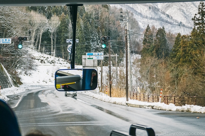 Hakuba Village sign and snowy scenery - Hakuba Travel and Ski Guide | www.justonecookbook.com