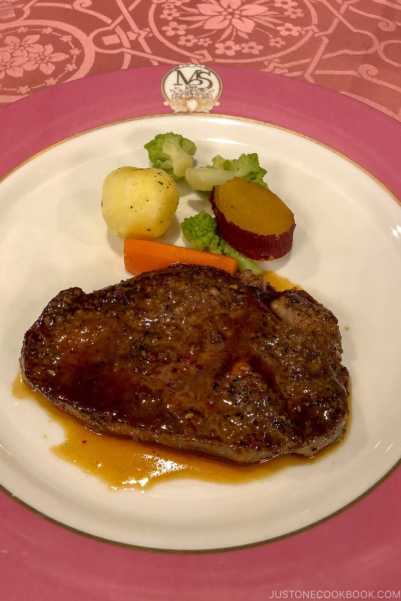 steak entree at Resort inn Marion Shinano - Hakuba Travel and Ski Guide | www.justonecookbook.com