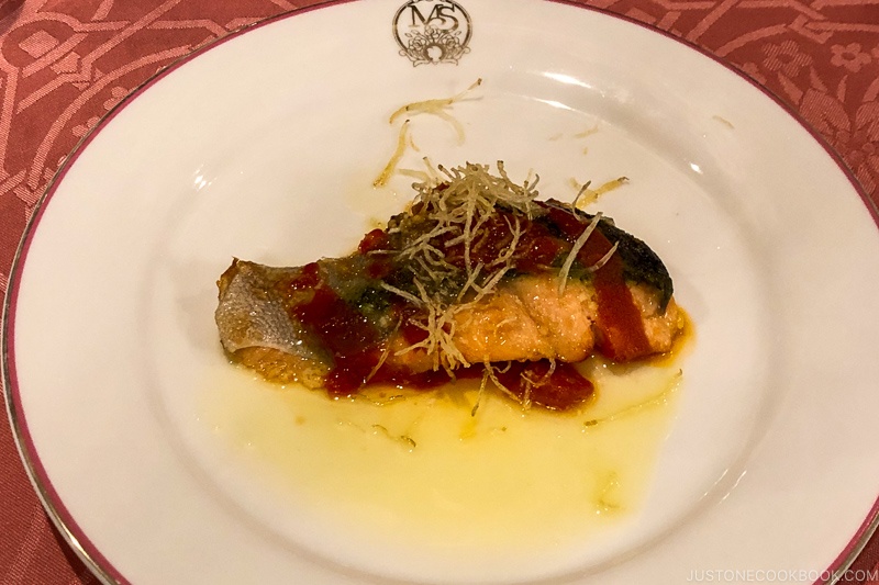 salmon entree at Resort inn Marion Shinano - Hakuba Travel and Ski Guide | www.justonecookbook.com