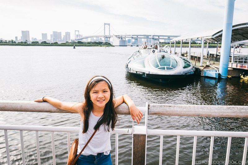 child in front of Tokyo Cruise at Odaiba Sea Bus Station - Tokyo Odaiba Travel Guide | www.justonecookbook.com