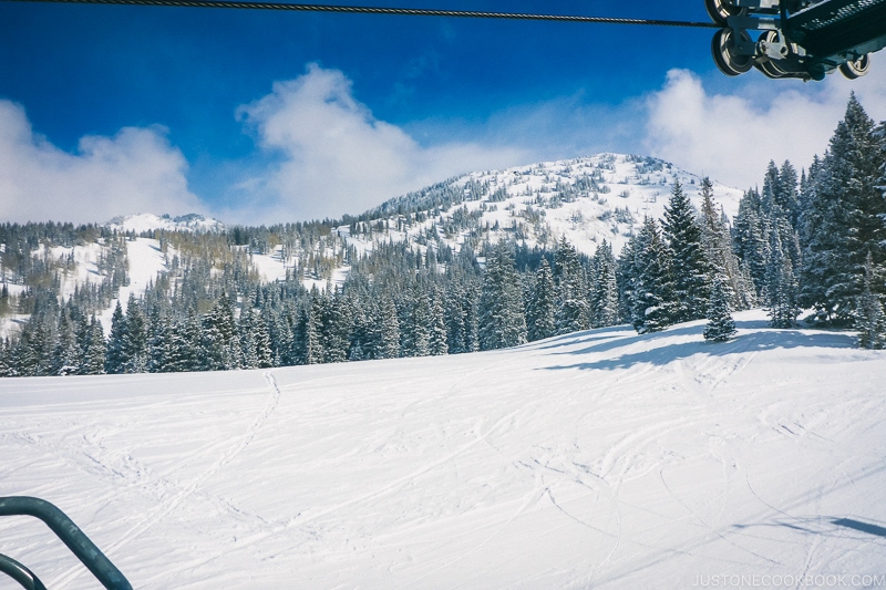 ski run empty with skiers at Brighton Resort - Ski Vacation Planning in Utah | www.justonecookbook.com