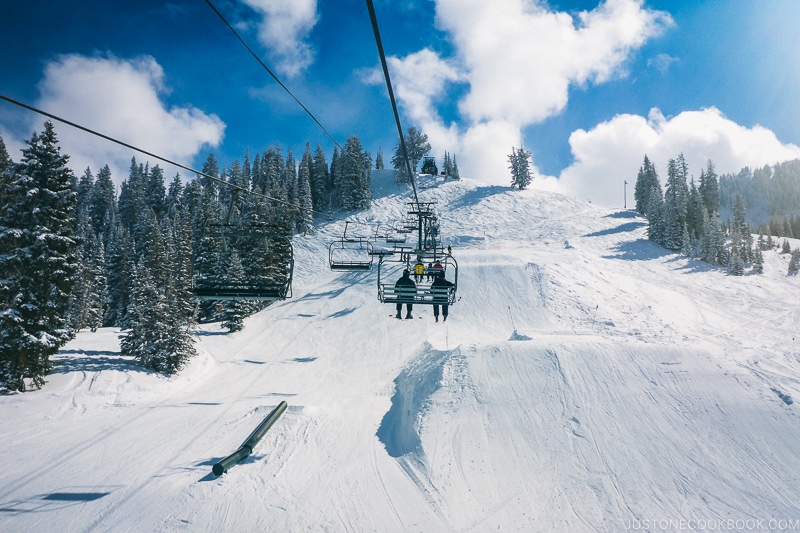 looking at the ski run from the Majestic ski lift - Ski Vacation Planning in Utah | www.justonecookbook.com