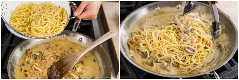 Creamy Mushroom Bacon Spaghetti 12